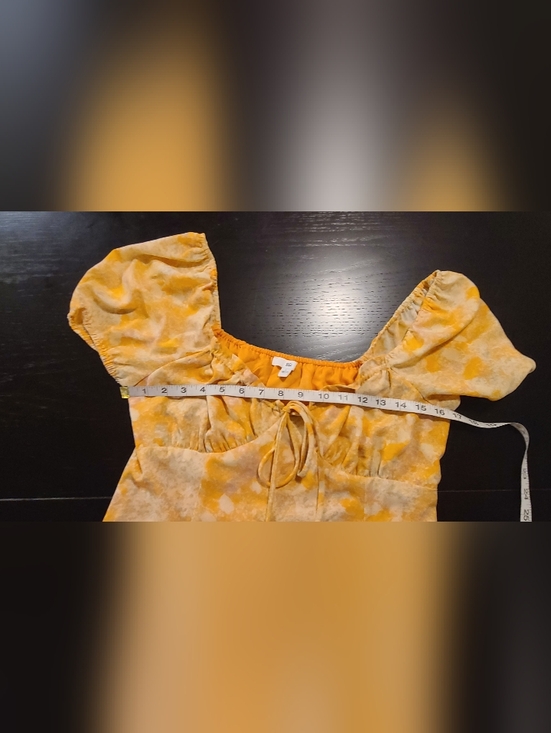 BP Yellow Floral Puff-Sleeve Women’s Top - Jrs Large, Fits Wom Med - Picture 6 of 8